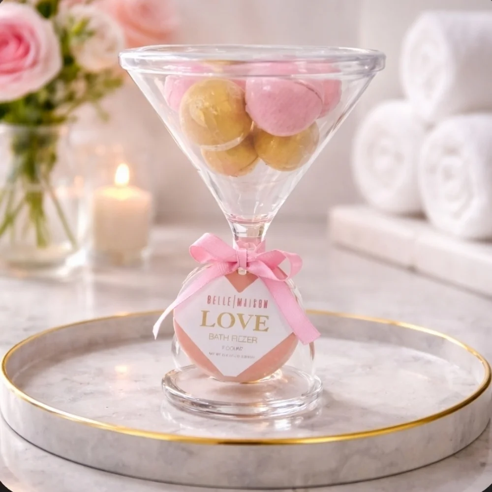Beloved Bath Fizzer Set - Pink and Gold - 7pc Set